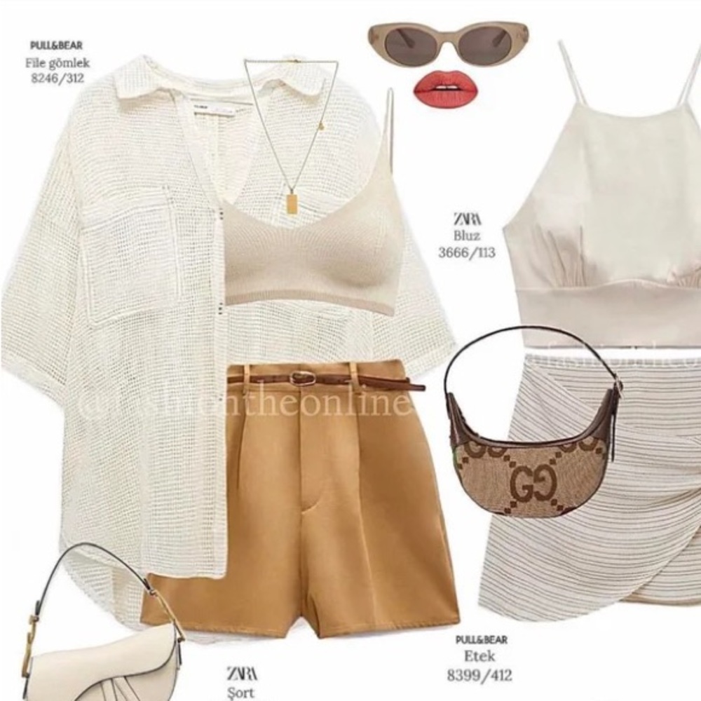 NWT Zara Brown Shorts with Belt. Size M - Picture 3 of 6